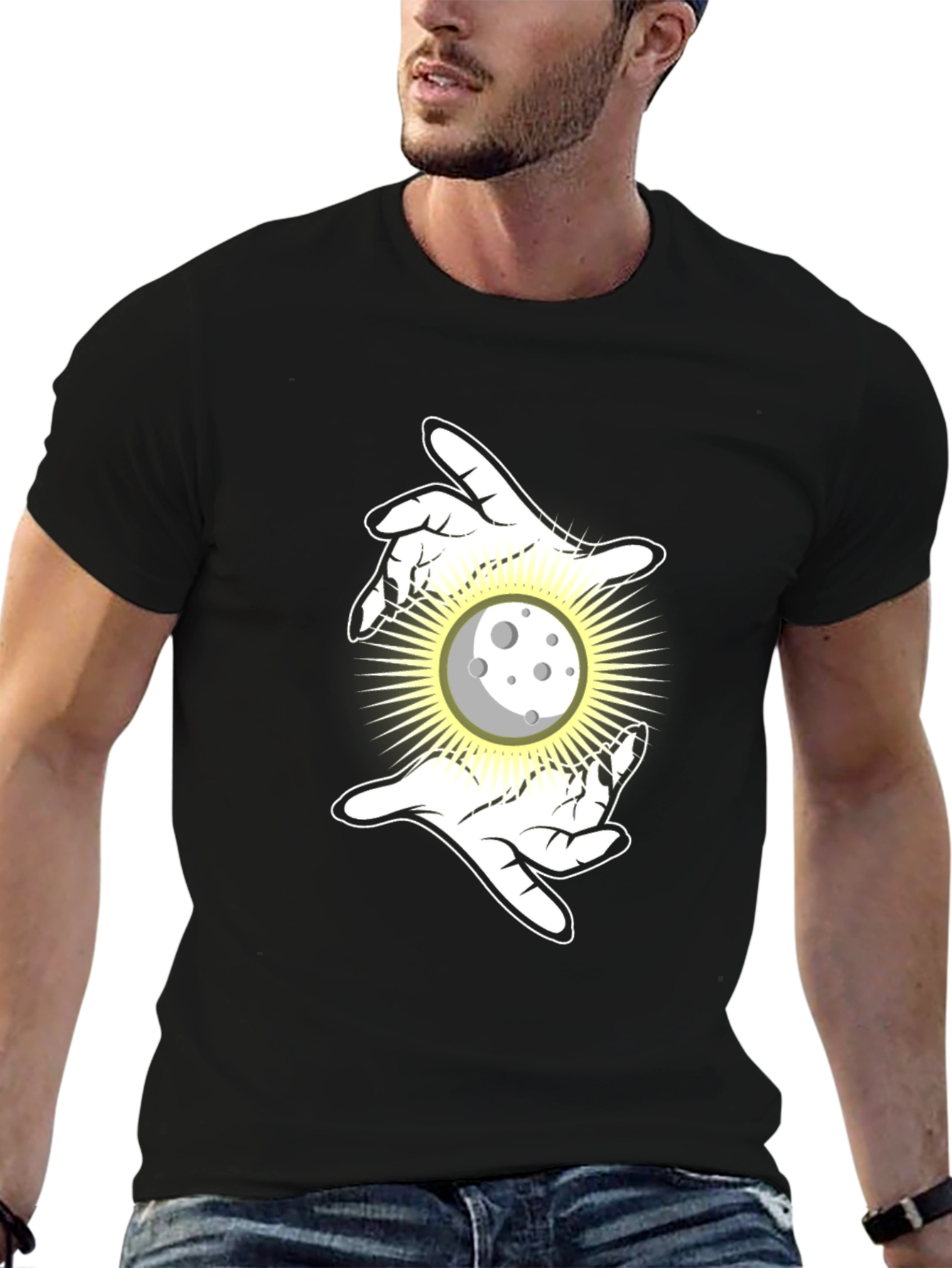 Mystic Moon Hands Black T-Shirt