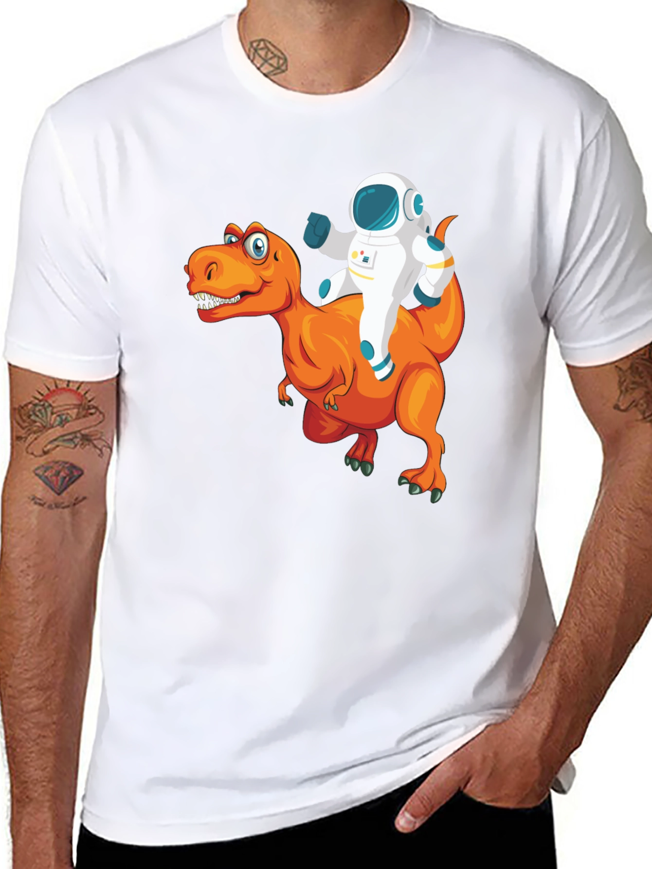 Astronaut Riding a Dinosaur T-Shirt - Funny Graphic Tee