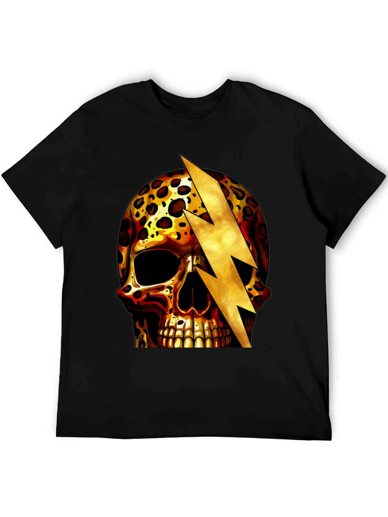 Leopard Skull Lightning Bolt Graphic Tee