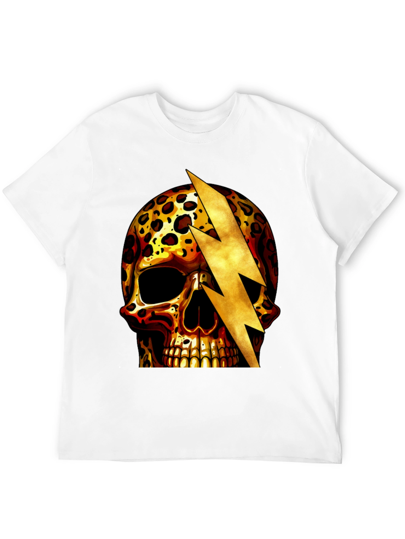 Leopard Skull Lightning Bolt Graphic Tee