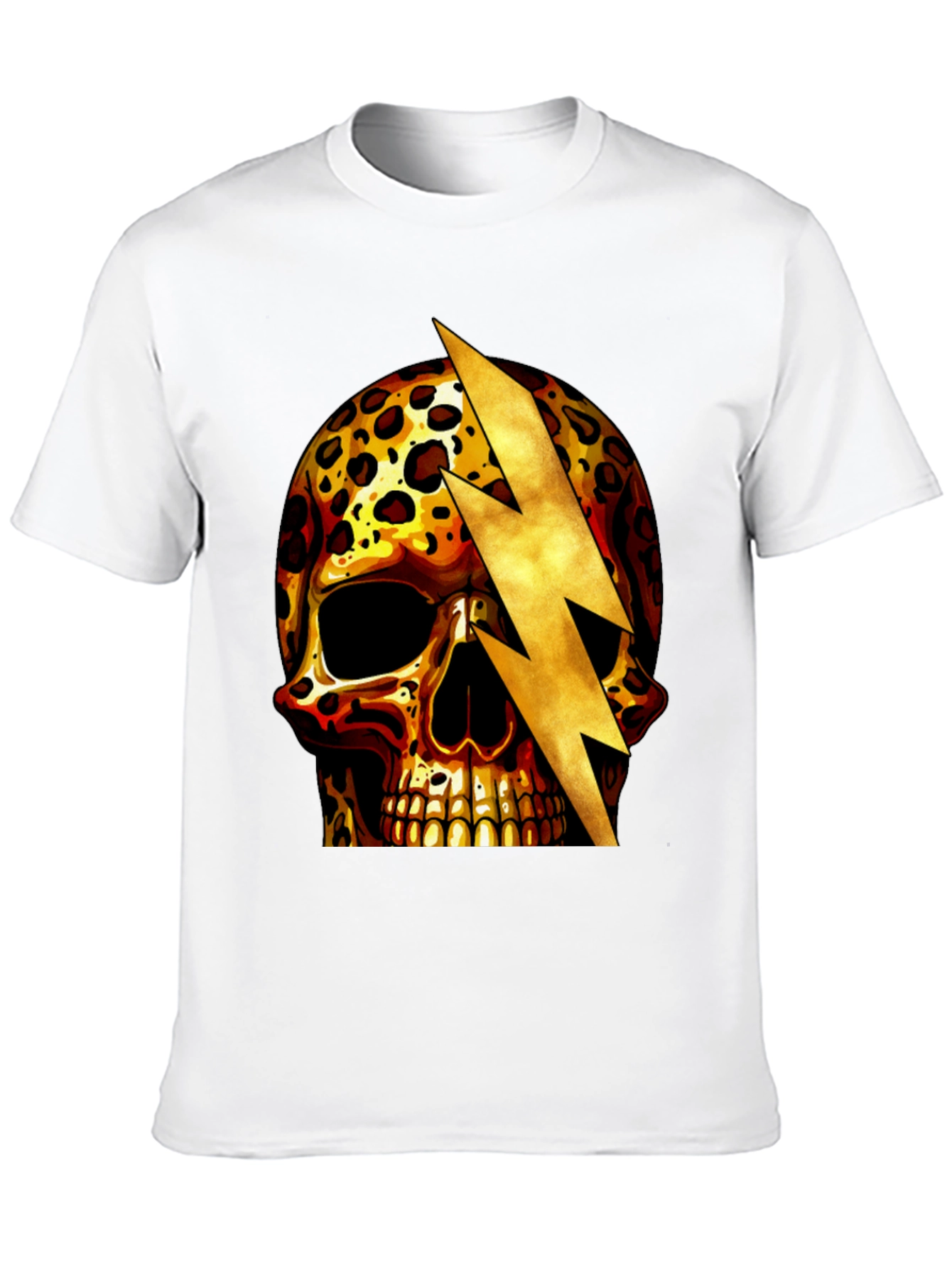 Leopard Skull Lightning Bolt Graphic Tee