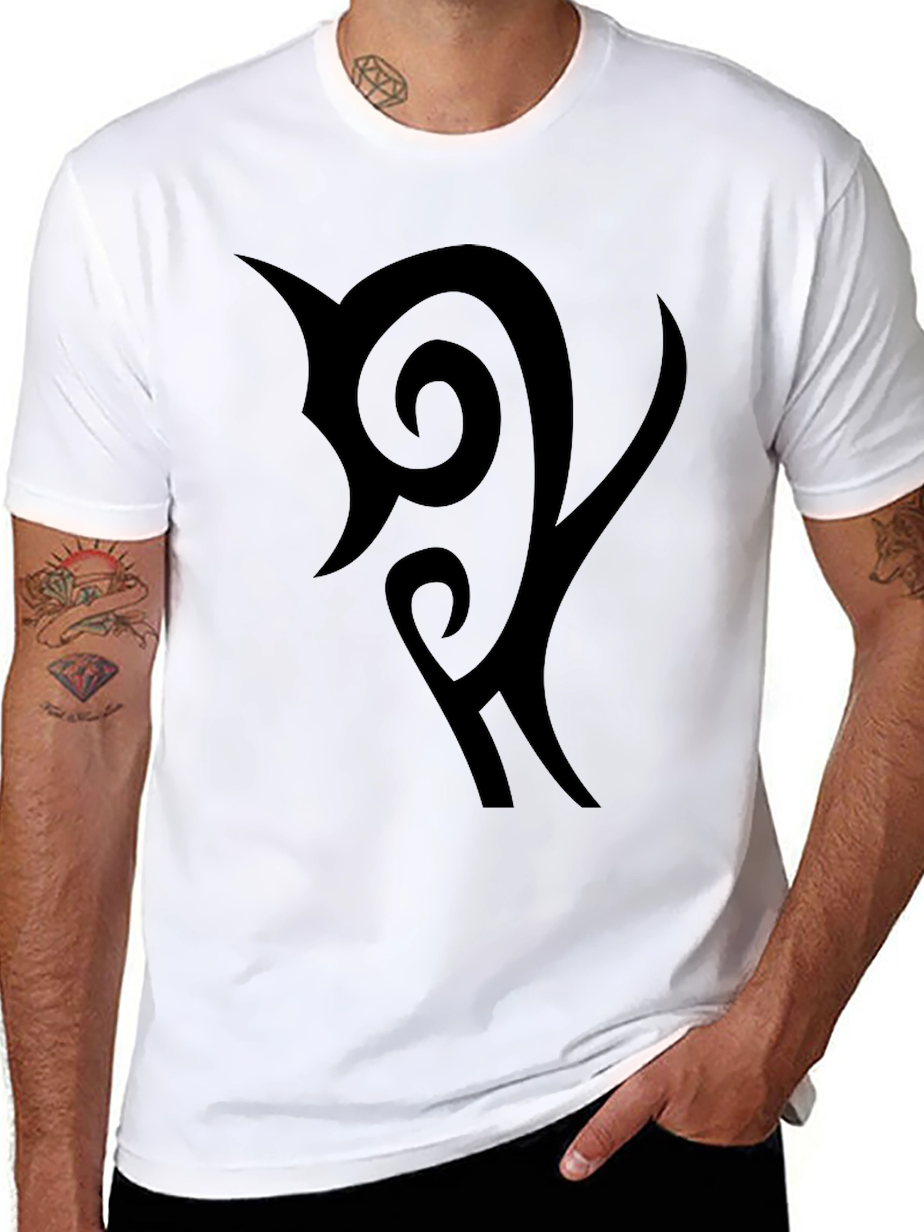 Black Graphic Tee - Tribal Design