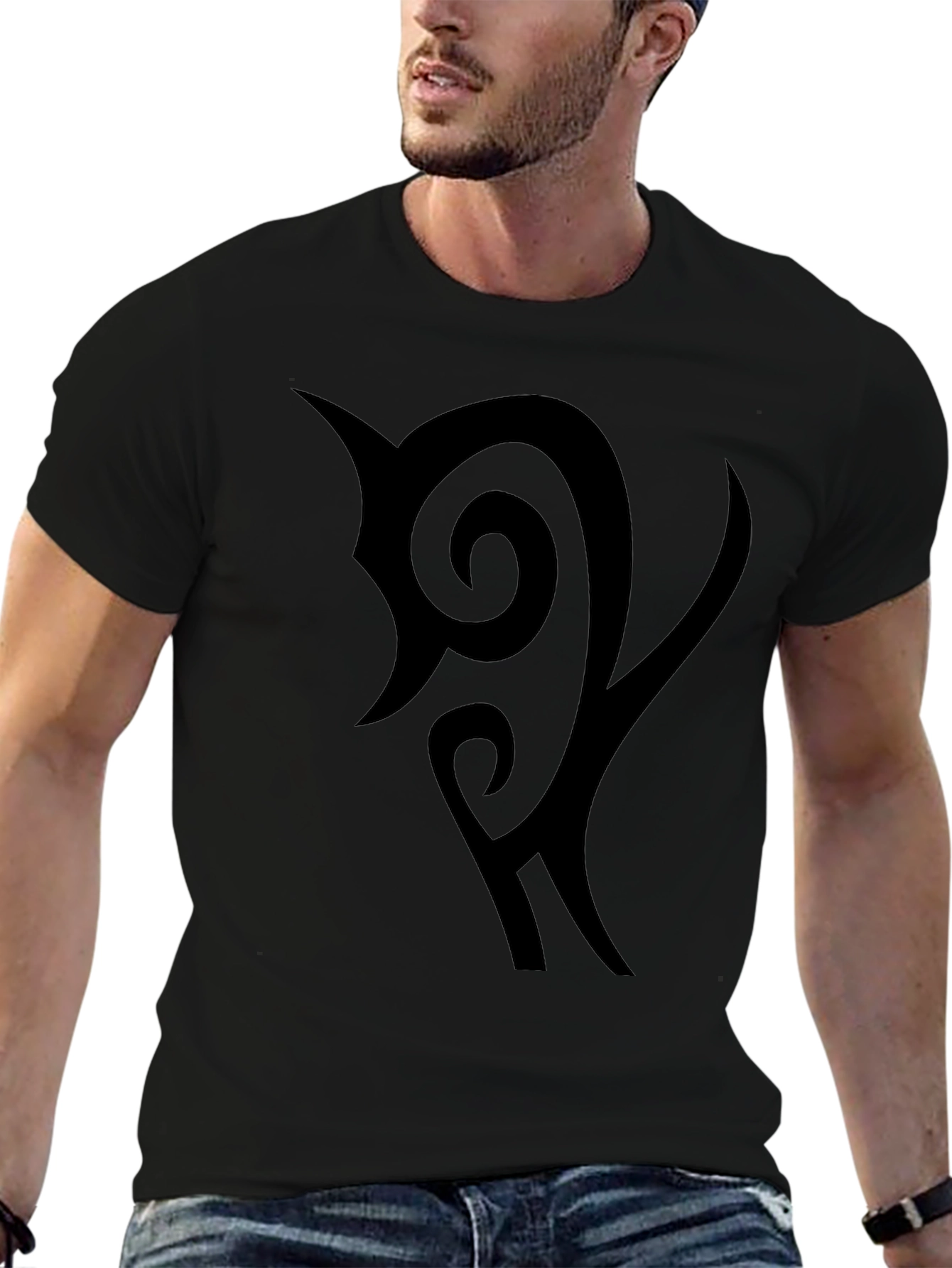 Black Graphic Tee - Tribal Design