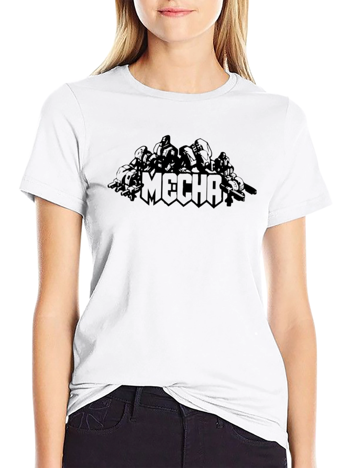 Black Mecha T-Shirt - Robotic Design