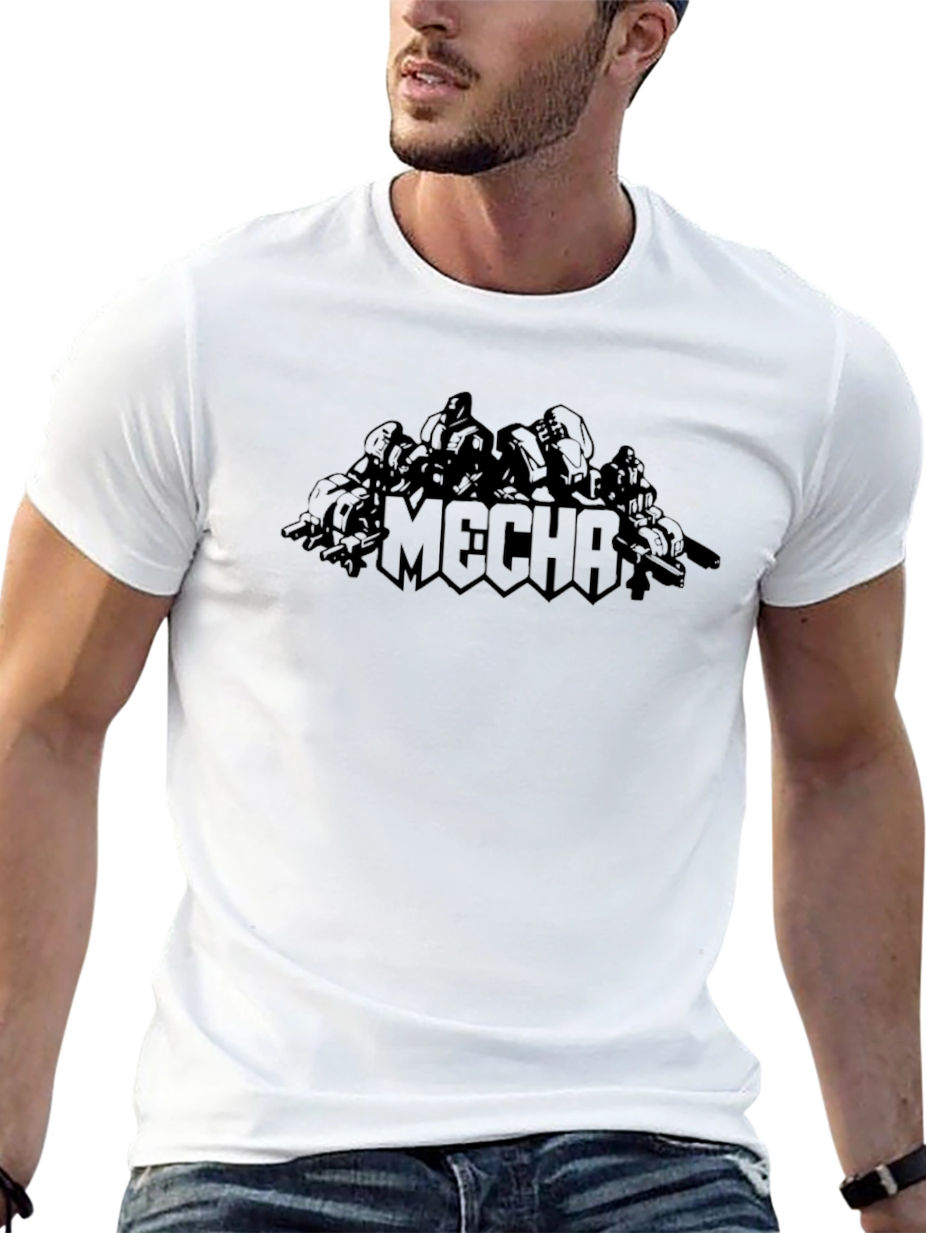 Black Mecha T-Shirt - Robotic Design