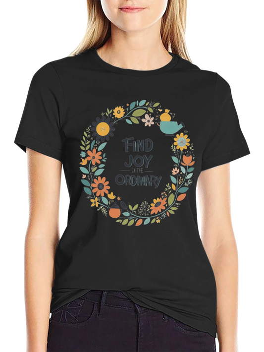 Find Joy T-Shirt - Floral Wreath Graphic Tee