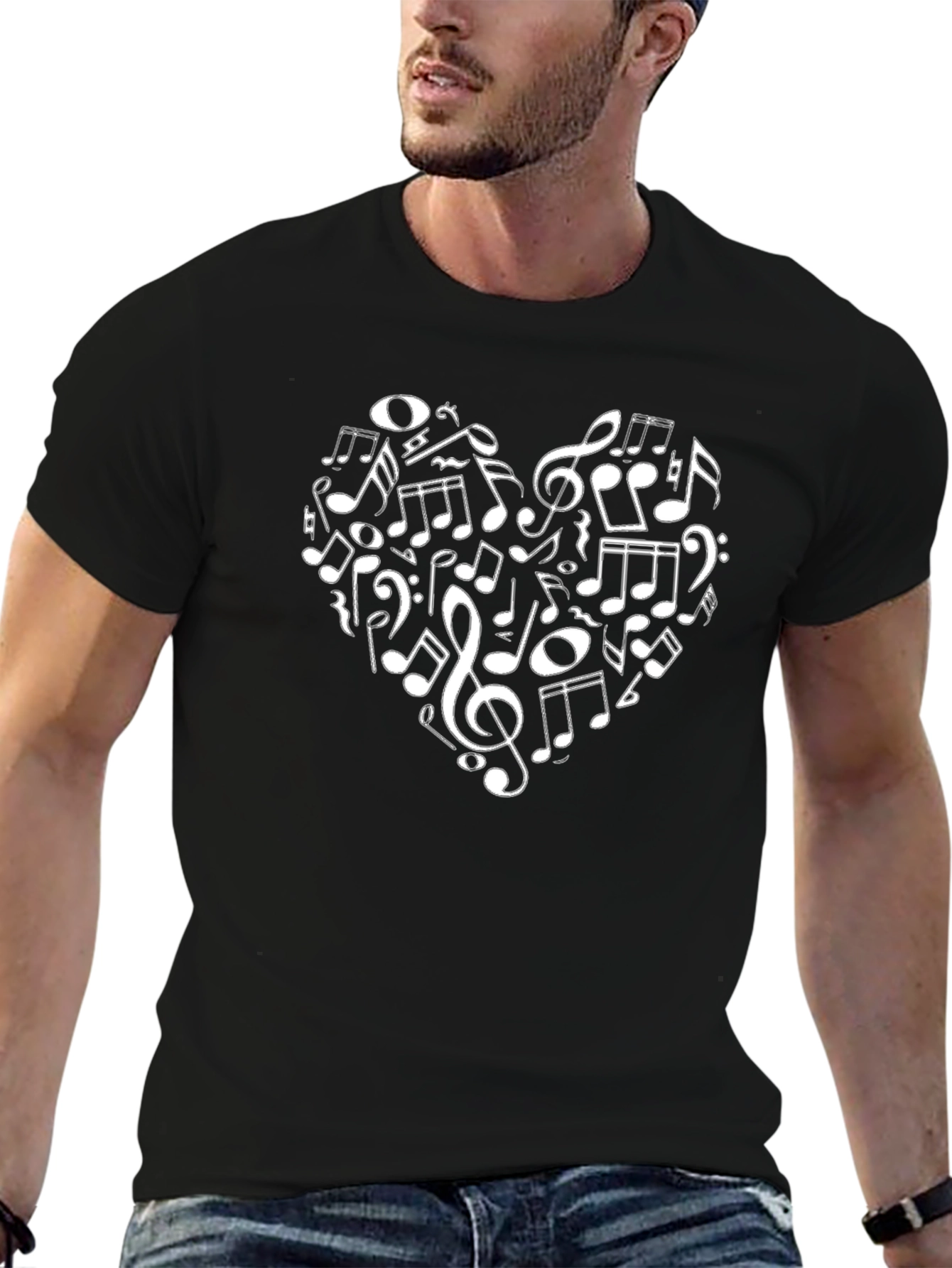 Musical Heart T-Shirt - Black Cotton Tee