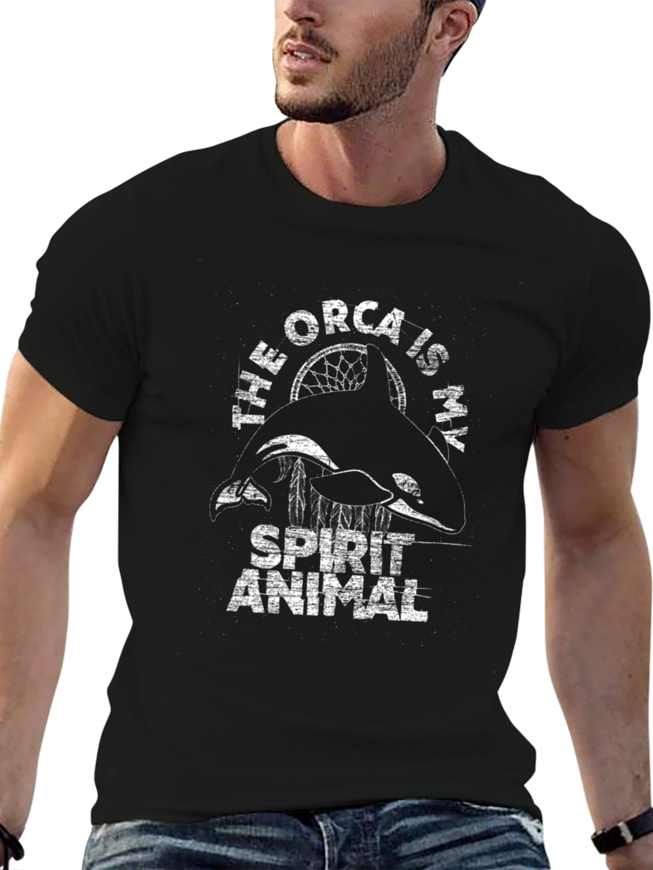 Orca Spirit Animal Graphic T-Shirt - Black