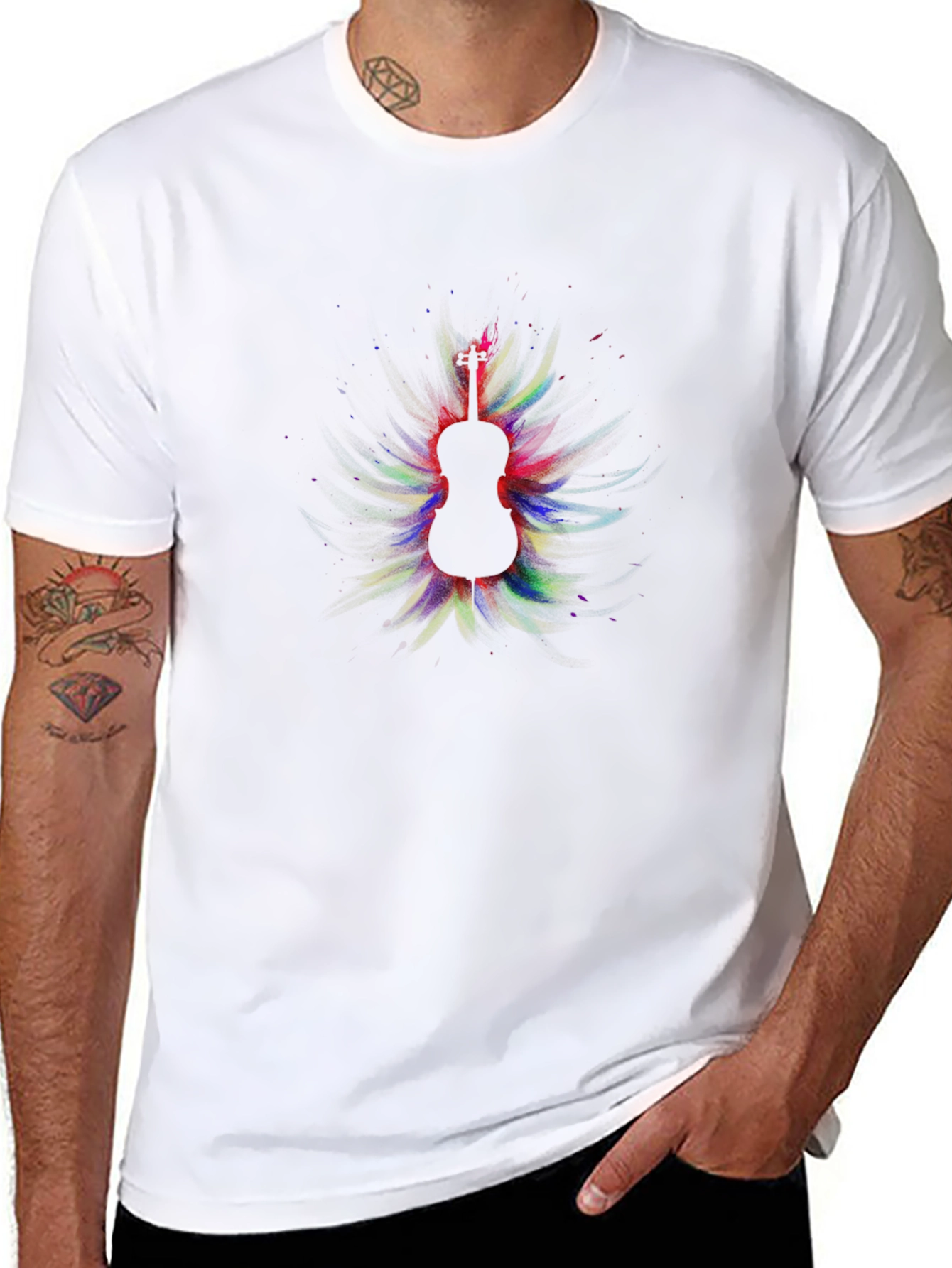 Guitar Art Mens Black T-Shirt