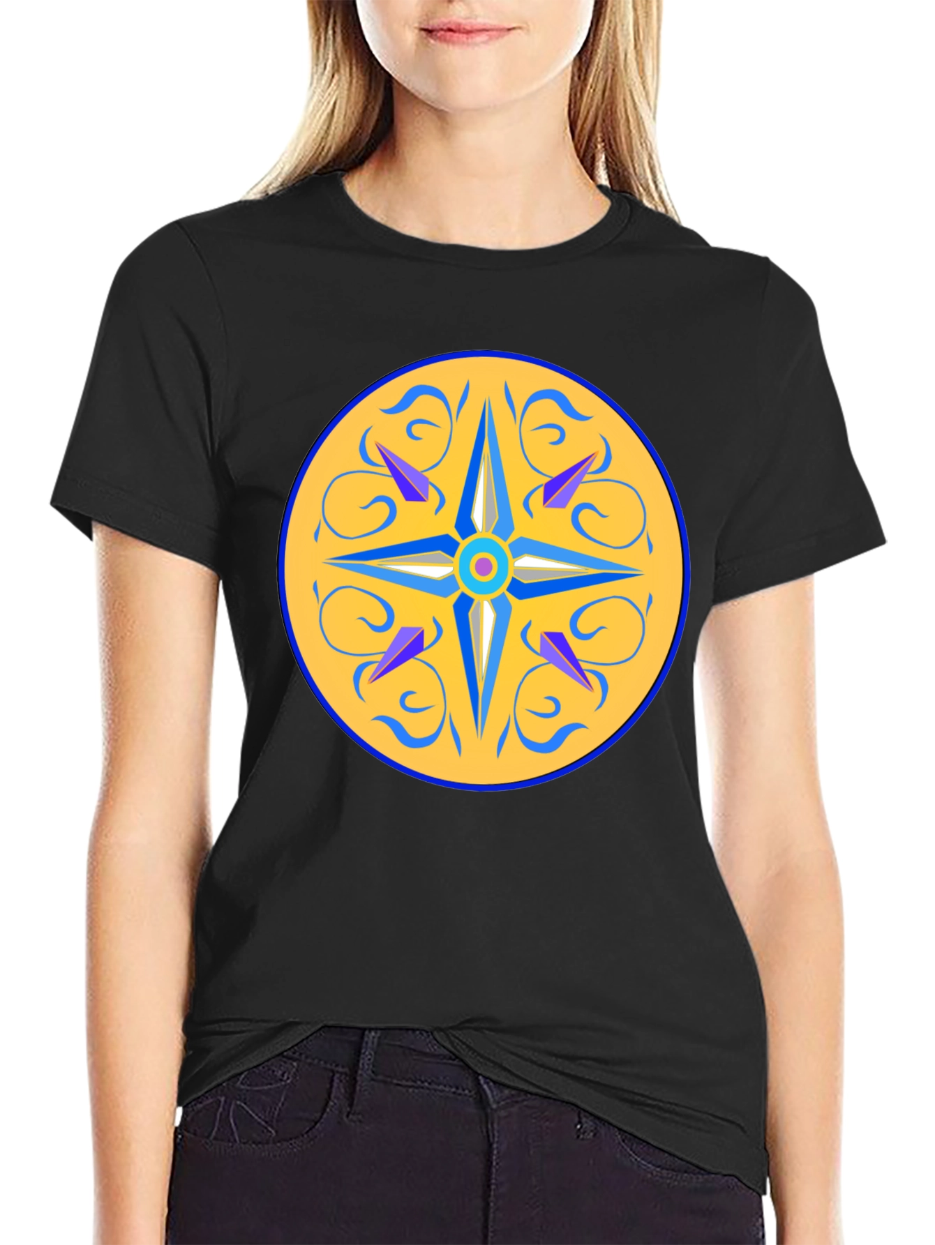 Unique Mandala Design Black T-Shirt