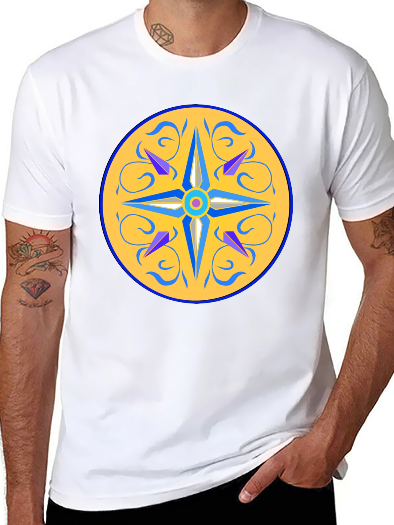 Unique Mandala Design Black T-Shirt