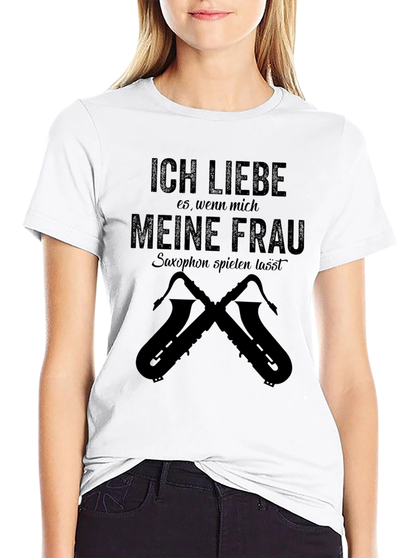Ich Liebe Meine Frau Saxophone Mens Black T-Shirt