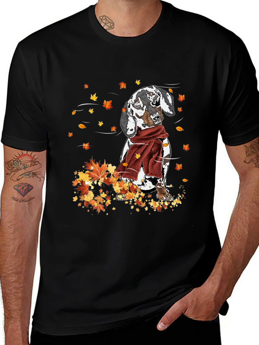 Dachshund Fall Leaves Graphic T-Shirt