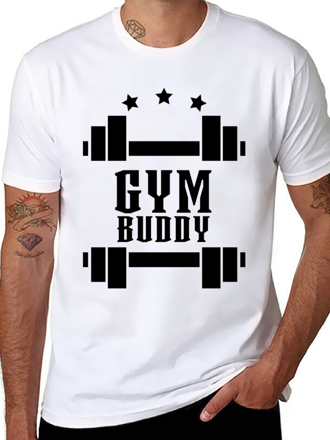 Gym Buddy Black Graphic Tee