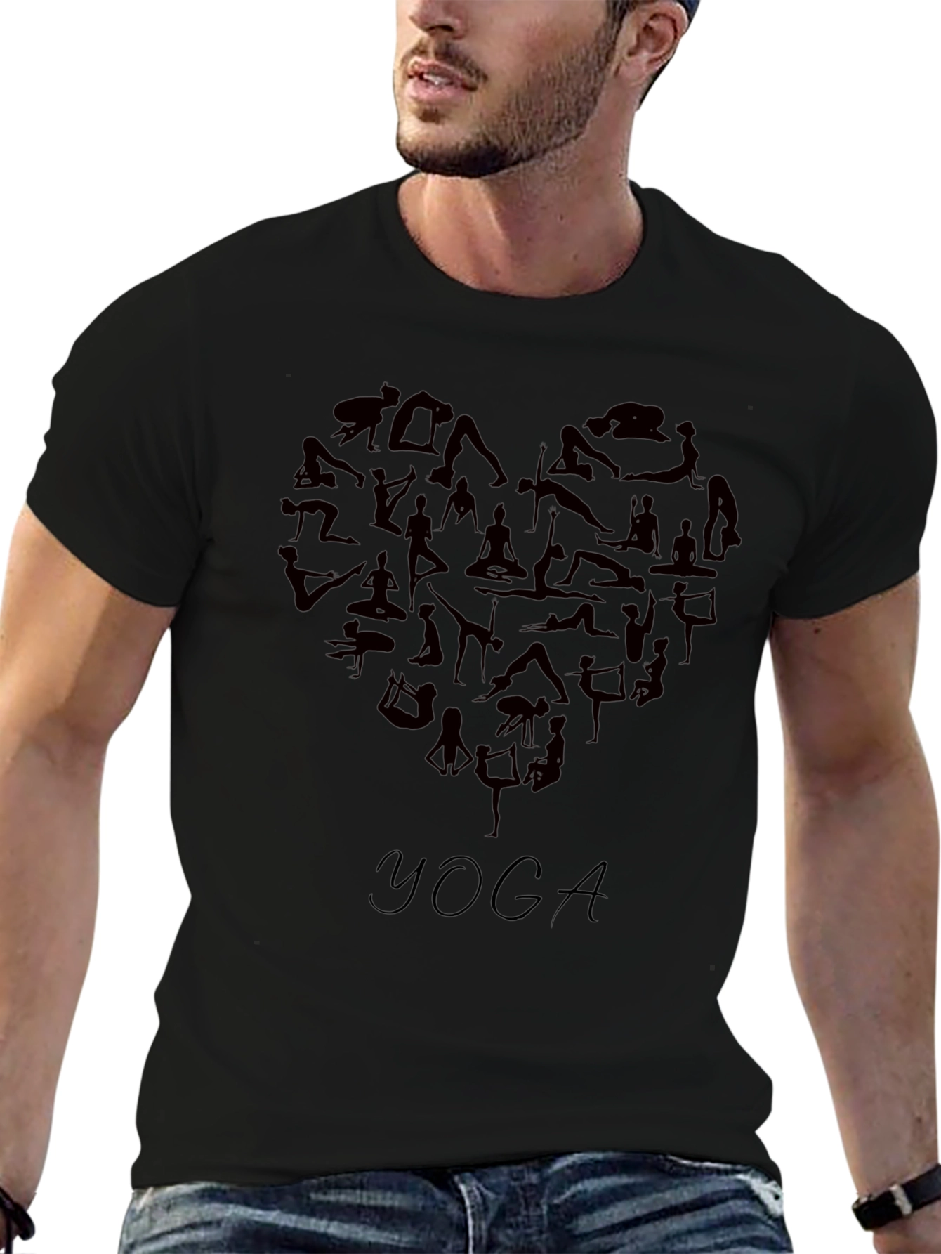Yoga Heart Silhouette Graphic T-Shirt