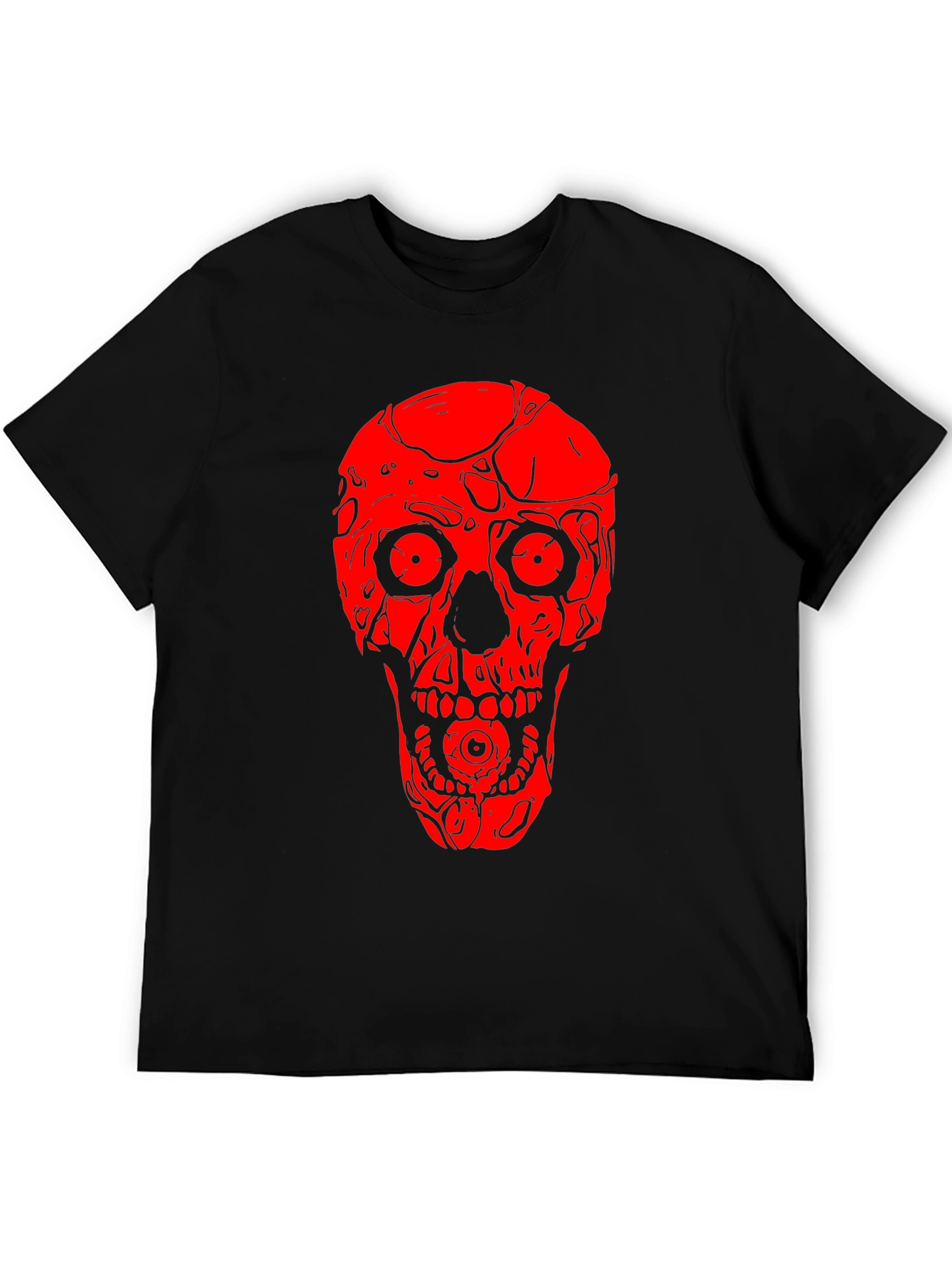 Skull Graphic Tee - Red on Black