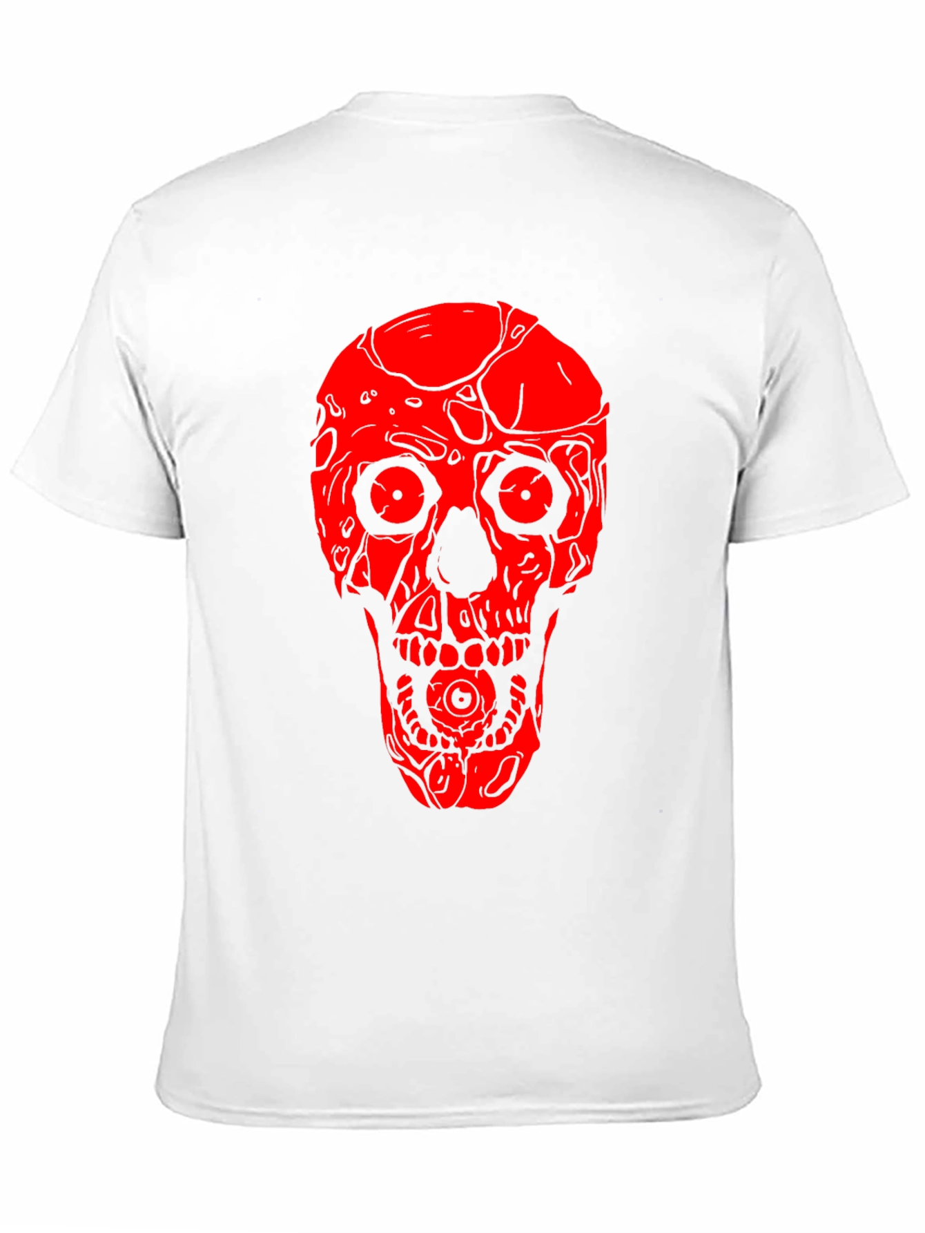 Skull Graphic Tee - Red on Black