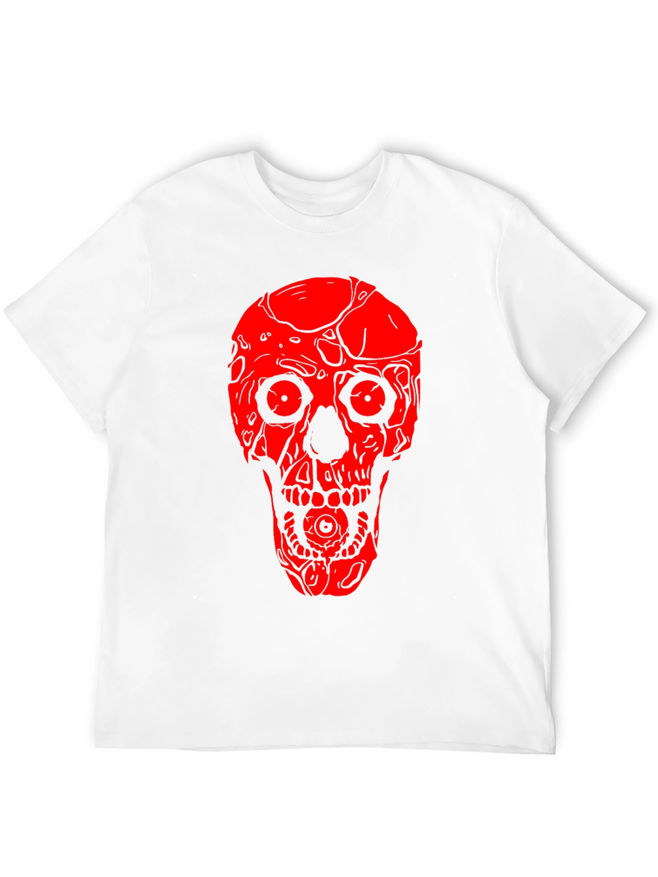 Skull Graphic Tee - Red on Black