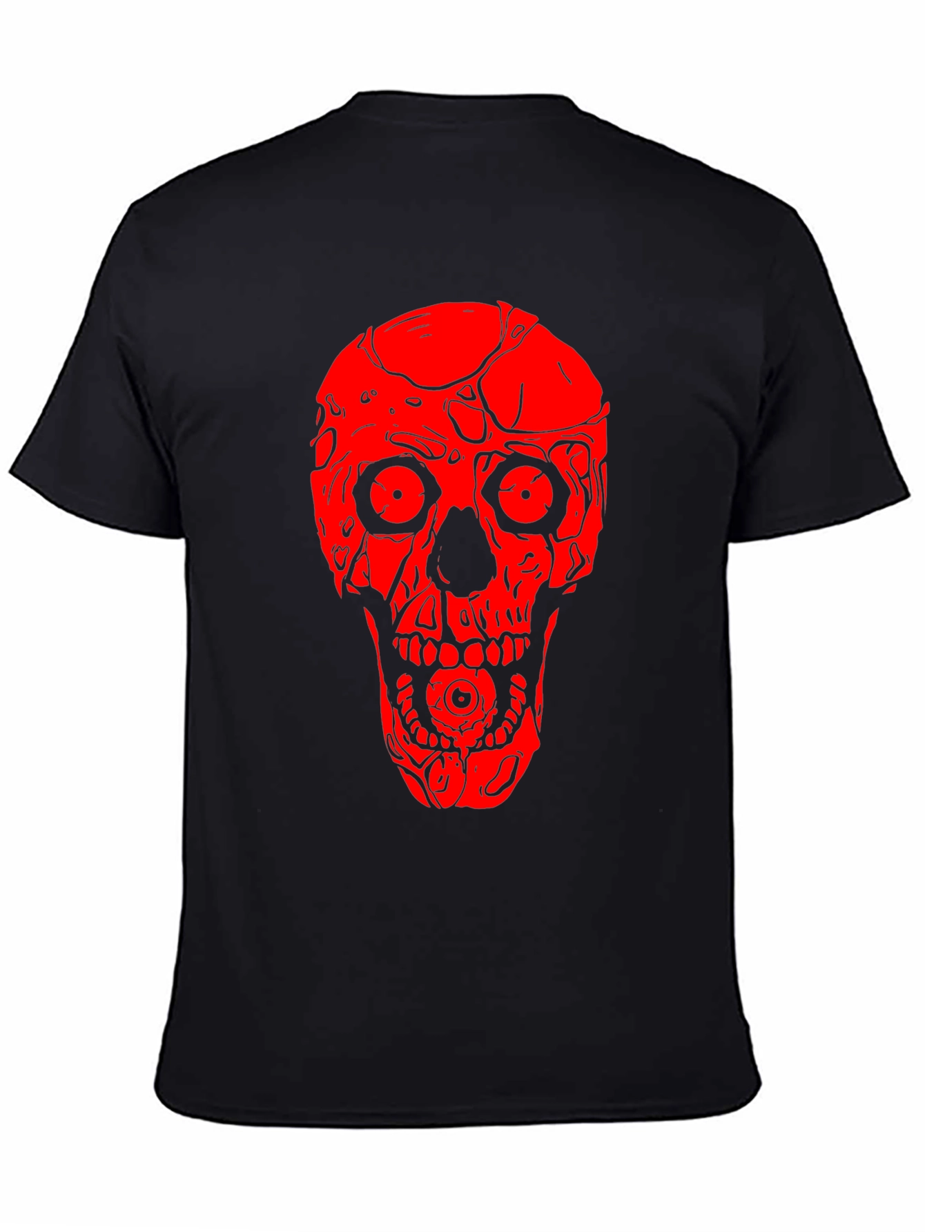 Skull Graphic Tee - Red on Black