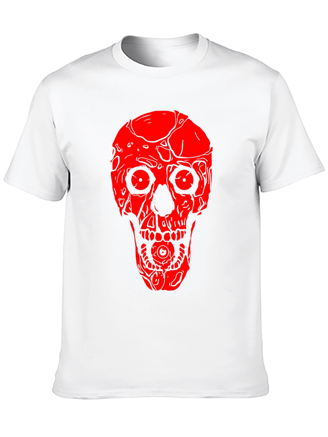 Skull Graphic Tee - Red on Black