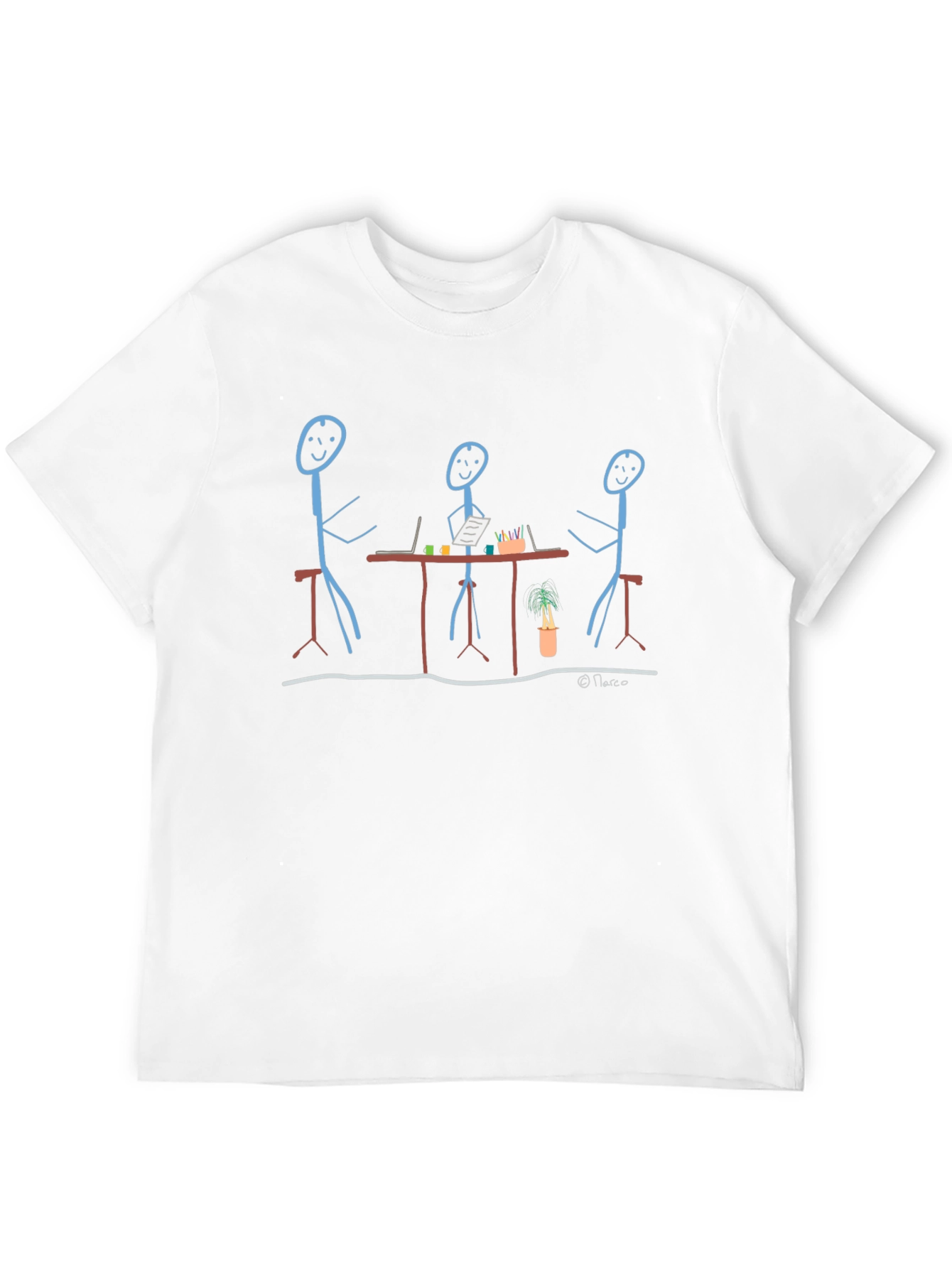 Funny Stick Figure Teamwork Black T-Shirt
