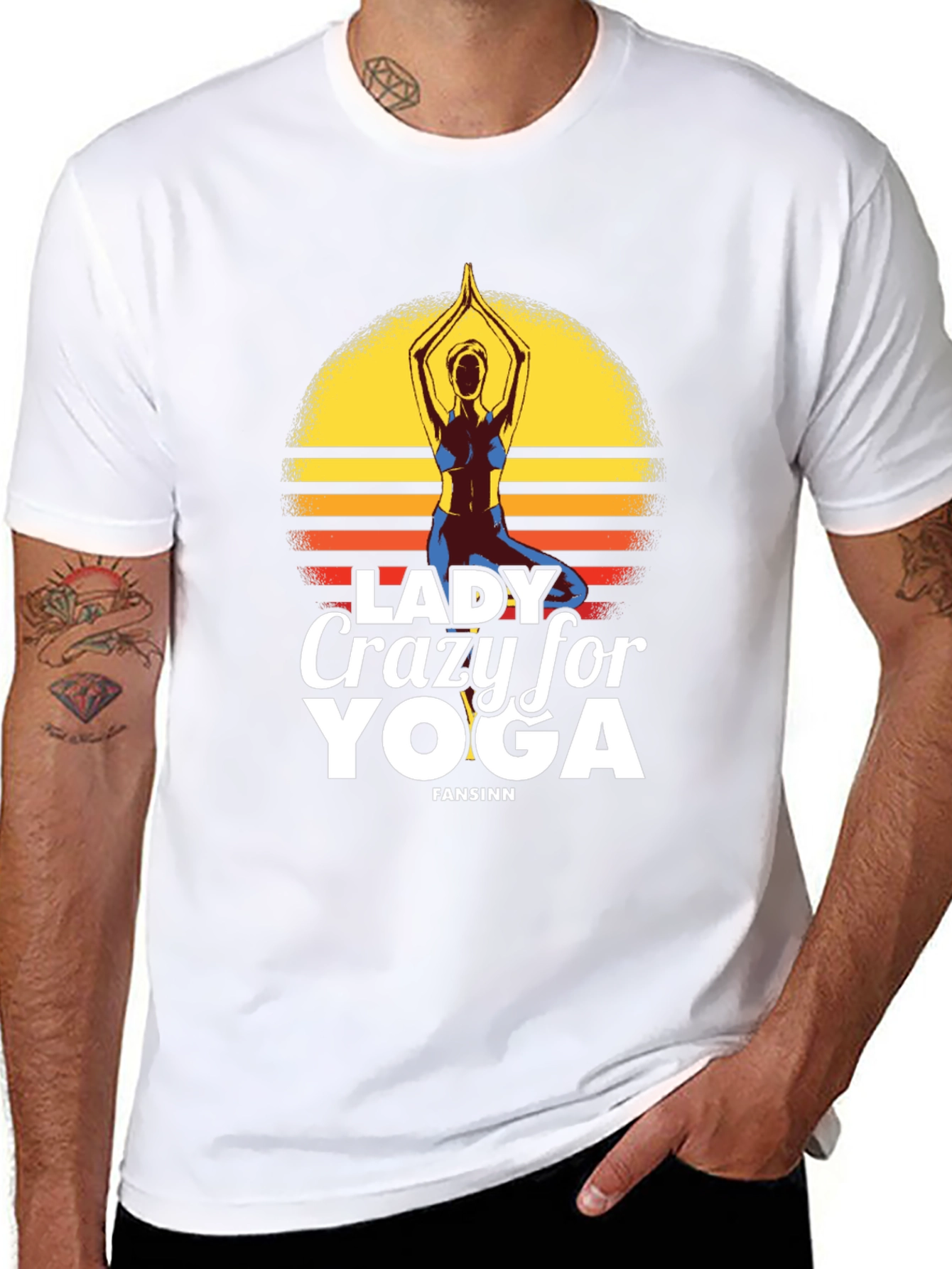Lady Crazy For Yoga Black T-Shirt
