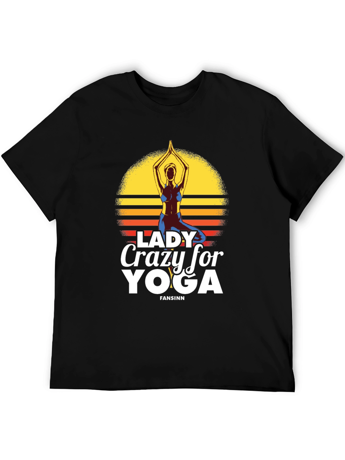 Lady Crazy For Yoga Black T-Shirt