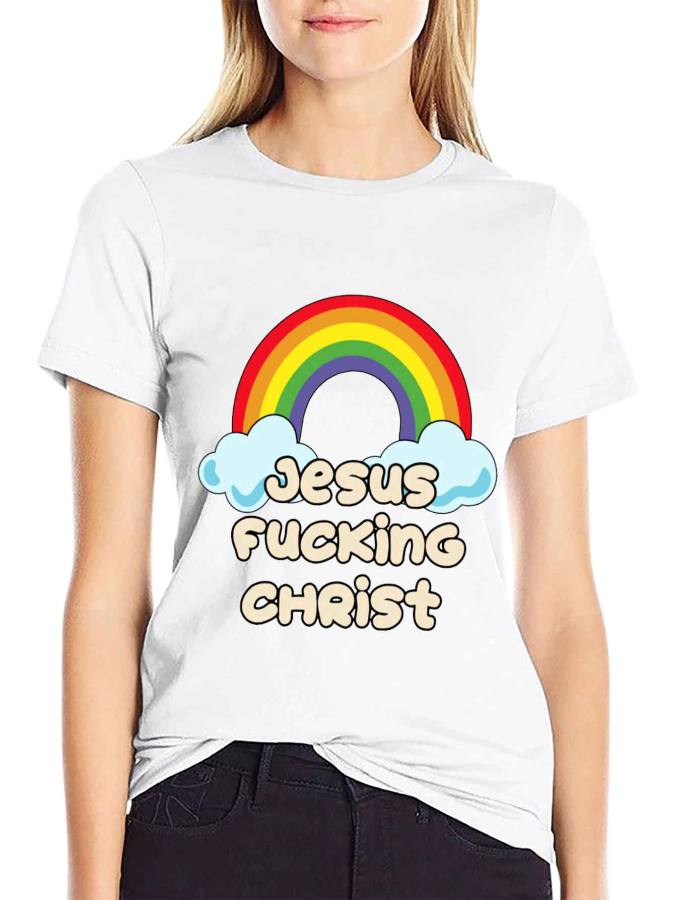 Jesus Fucking Christ Rainbow Graphic Tee