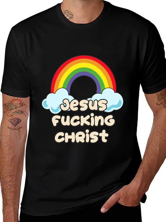 Jesus Fucking Christ Rainbow Graphic Tee