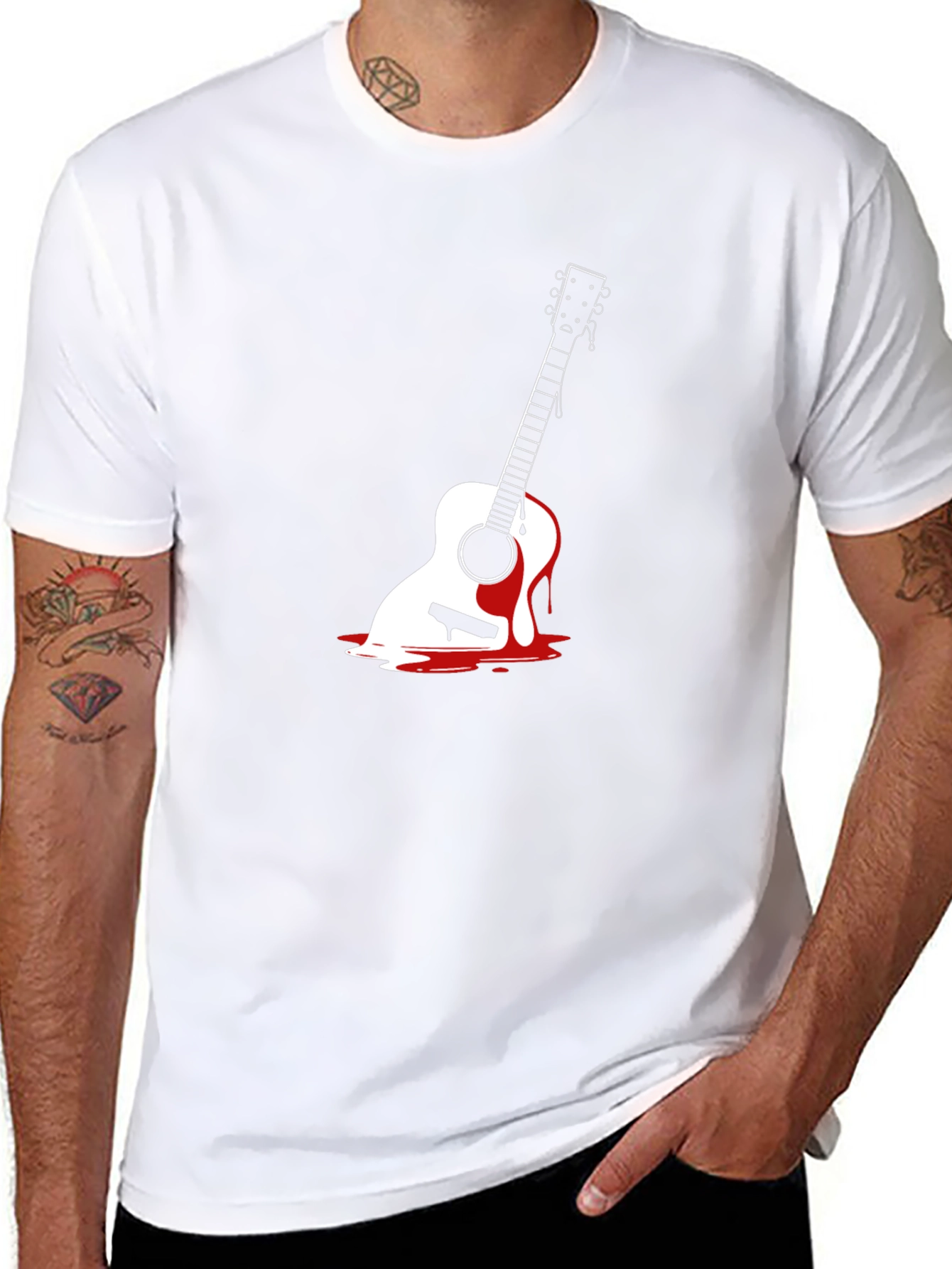 Melting Guitar Graphic Tee - Black