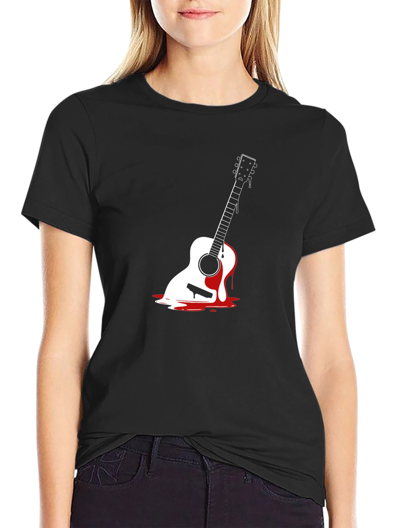 Melting Guitar Graphic Tee - Black