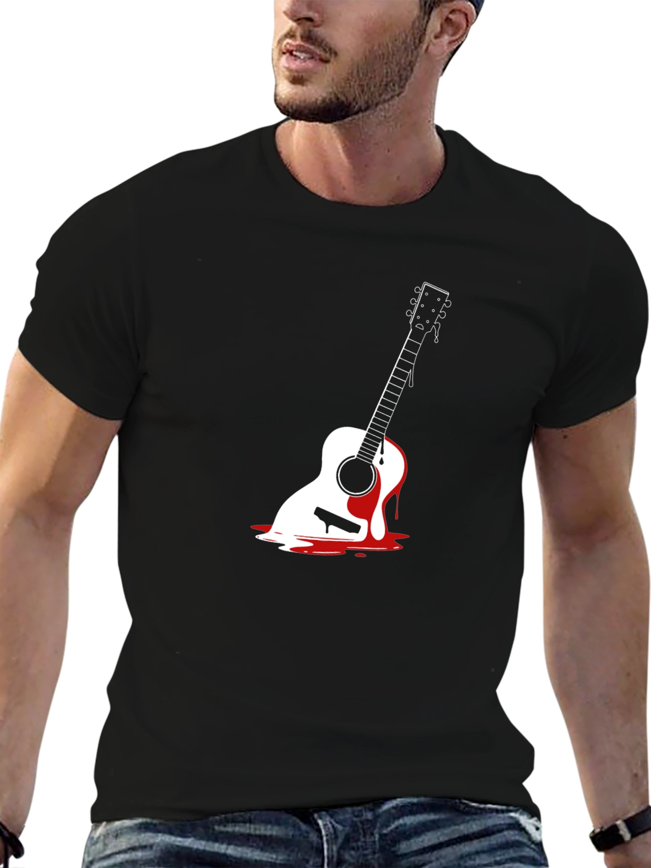 Melting Guitar Graphic Tee - Black