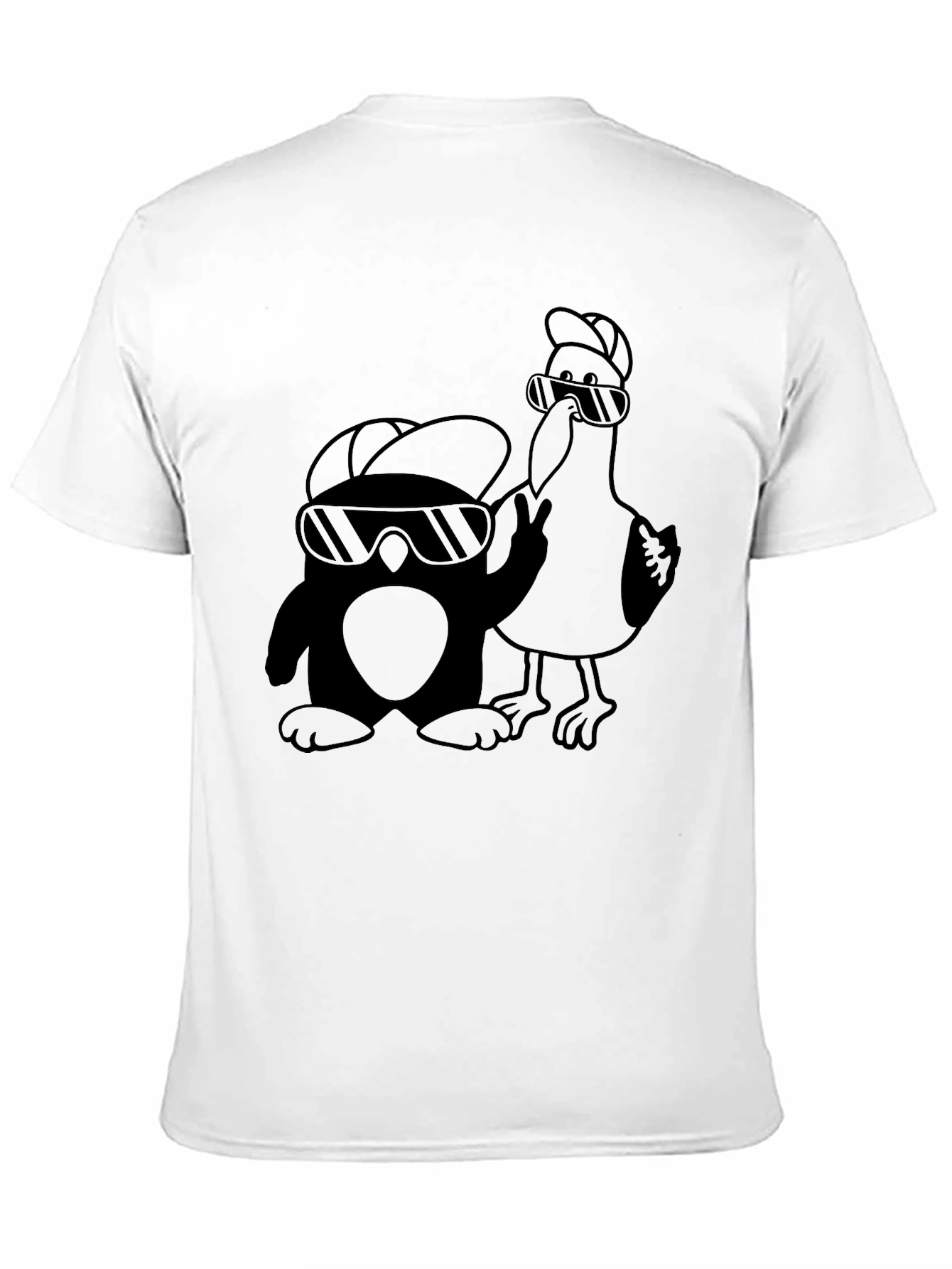 Cool Penguin & Seagull Graphic Tee