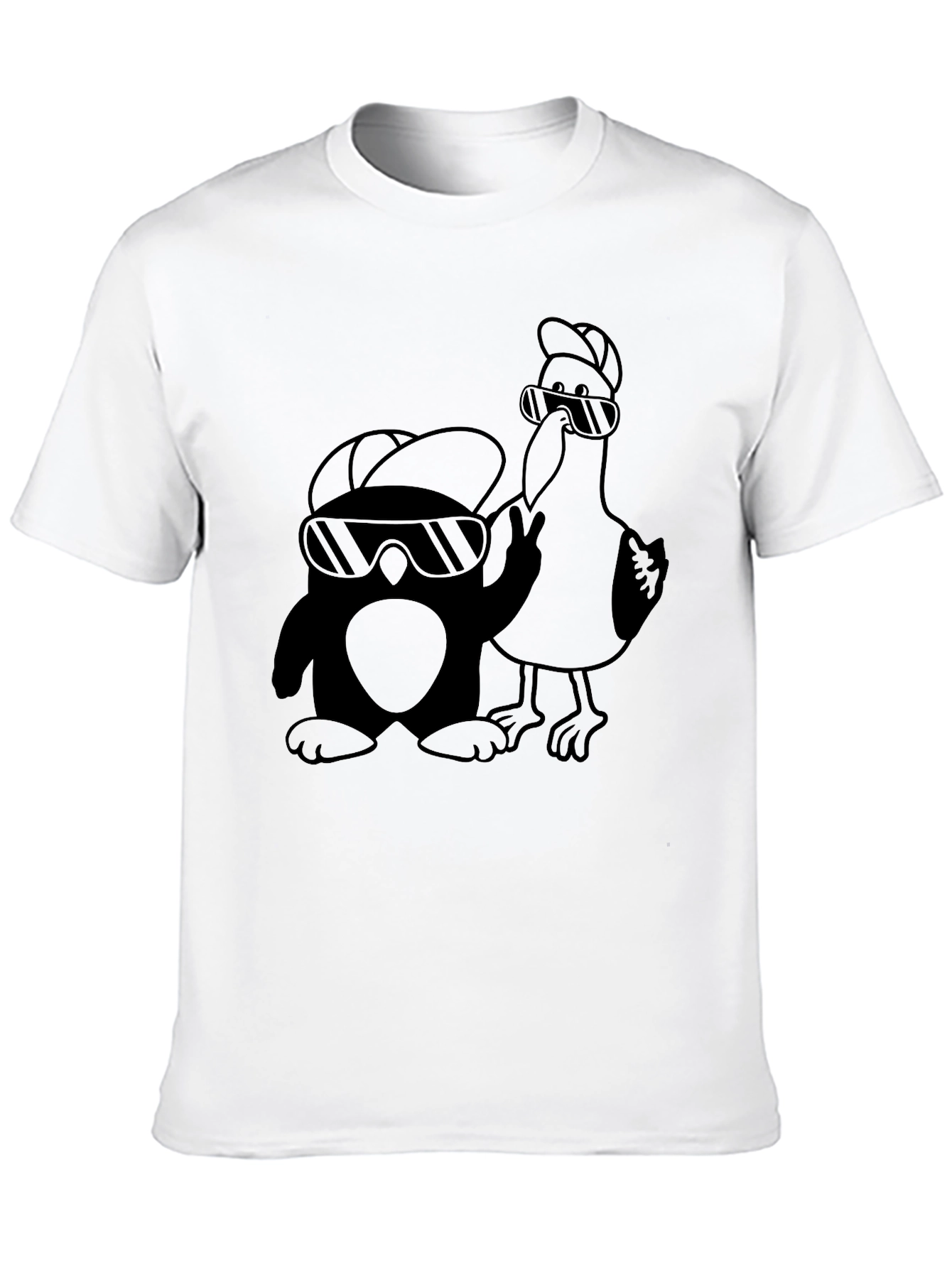 Cool Penguin & Seagull Graphic Tee