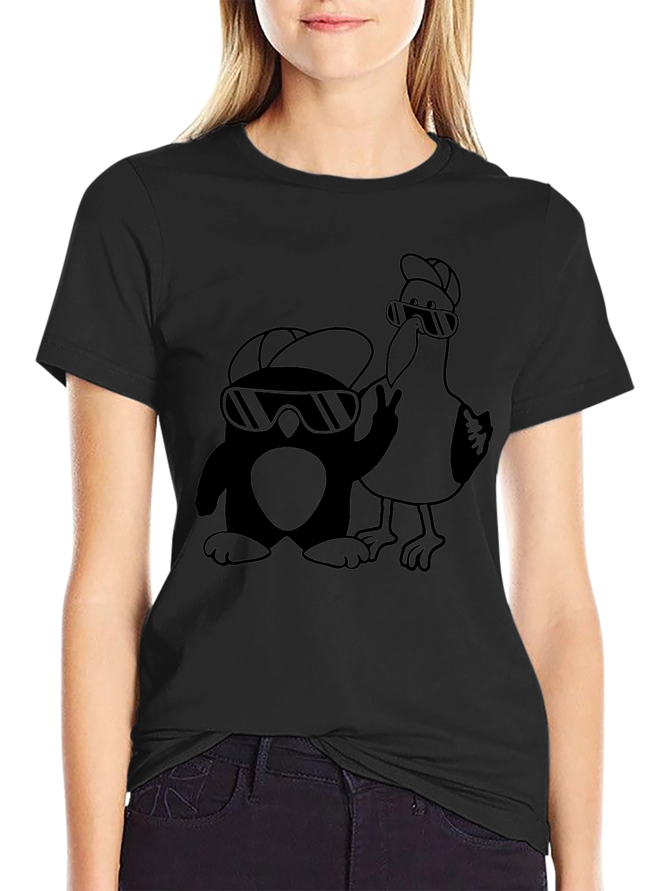 Cool Penguin & Seagull Graphic Tee