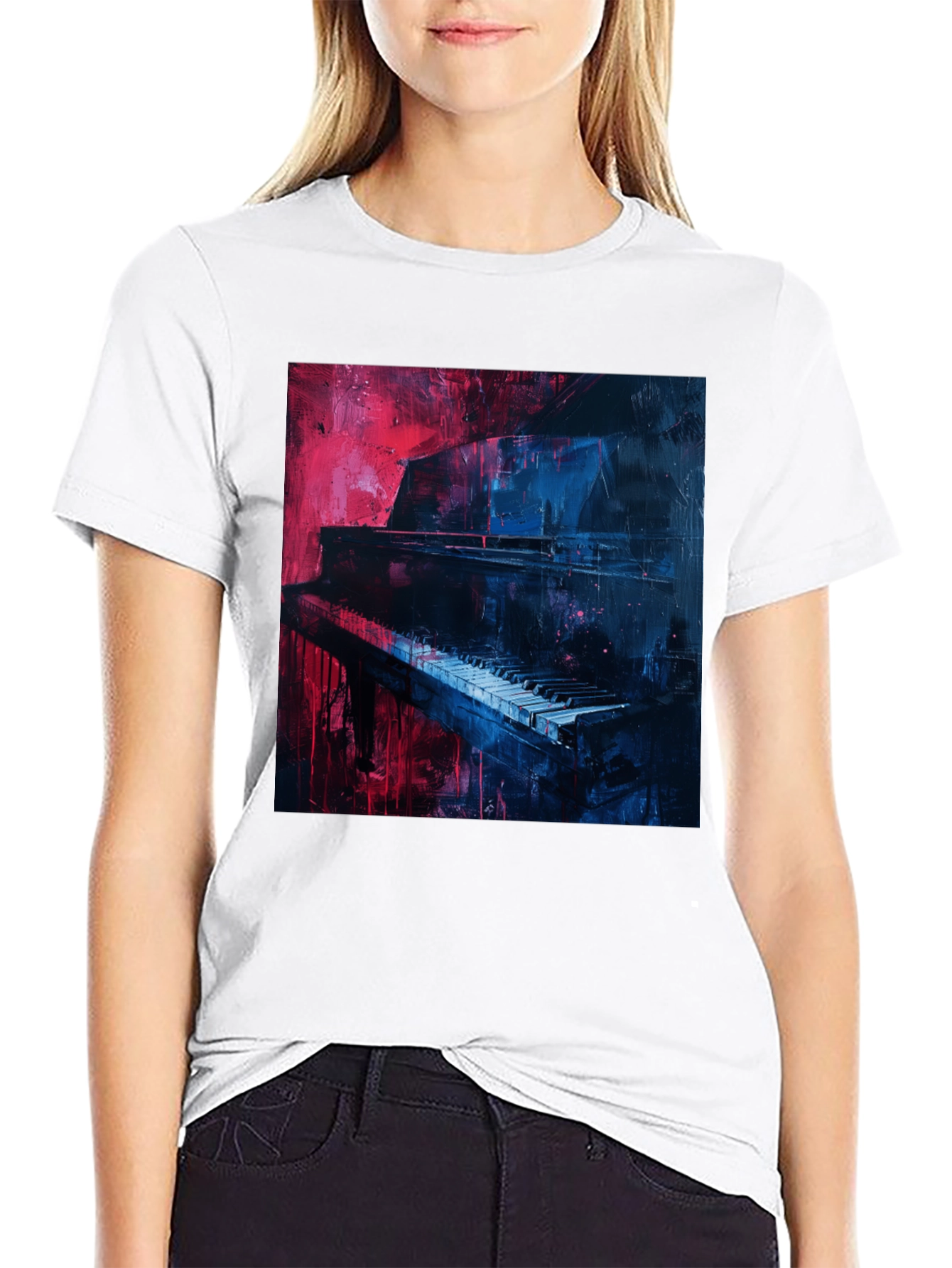 Piano Art Graphic Tee - Unique Music Lover Shirt