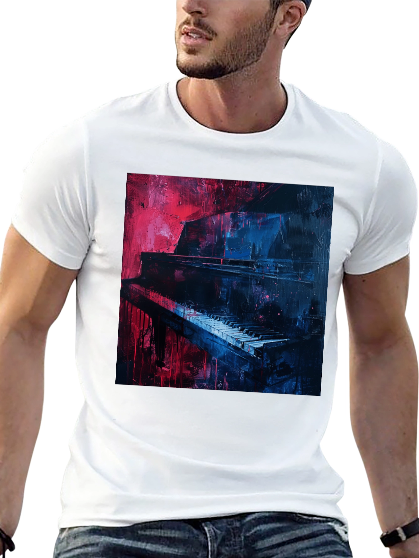 Piano Art Graphic Tee - Unique Music Lover Shirt