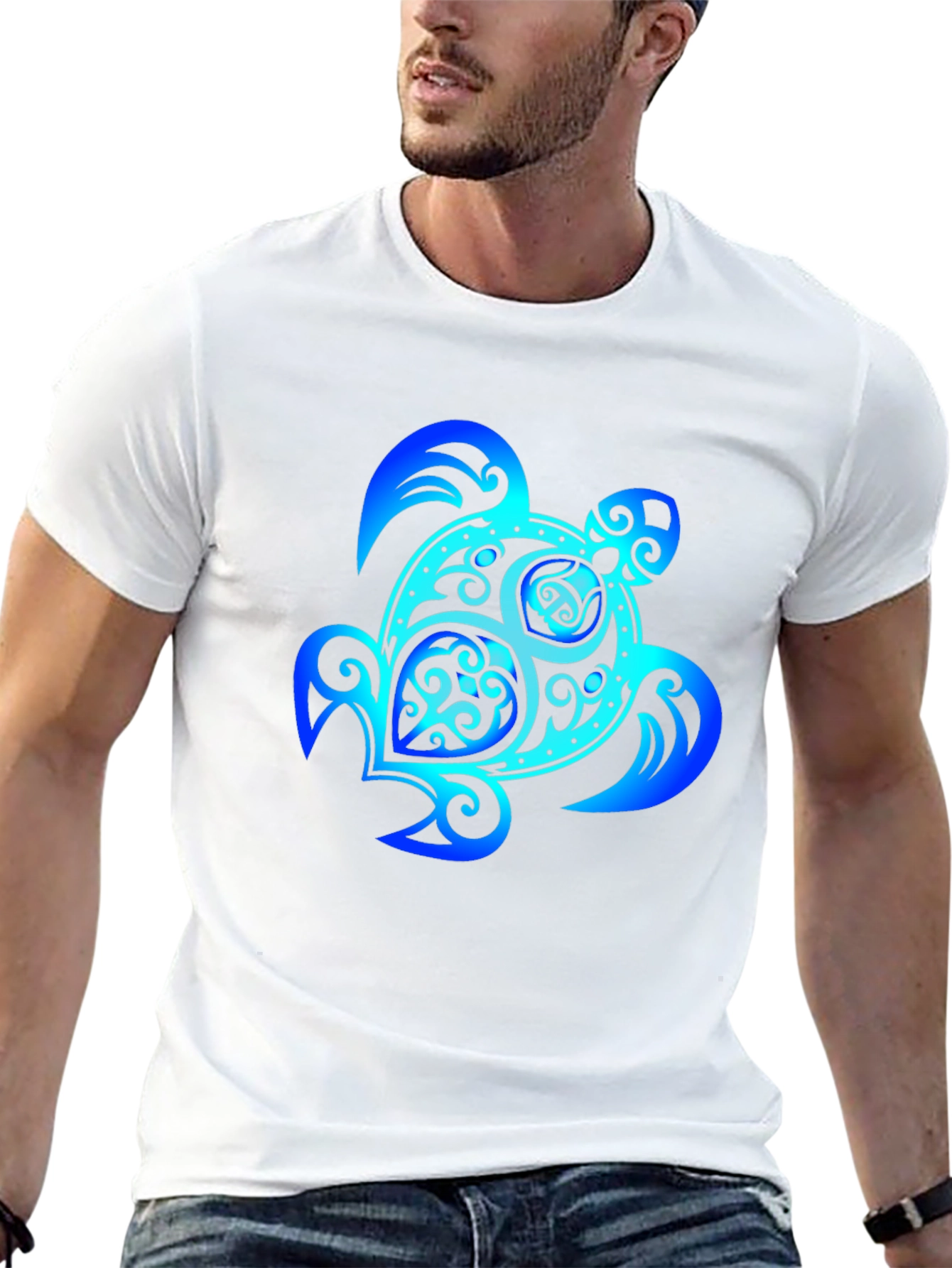 Blue Turtle Graphic Black Tee