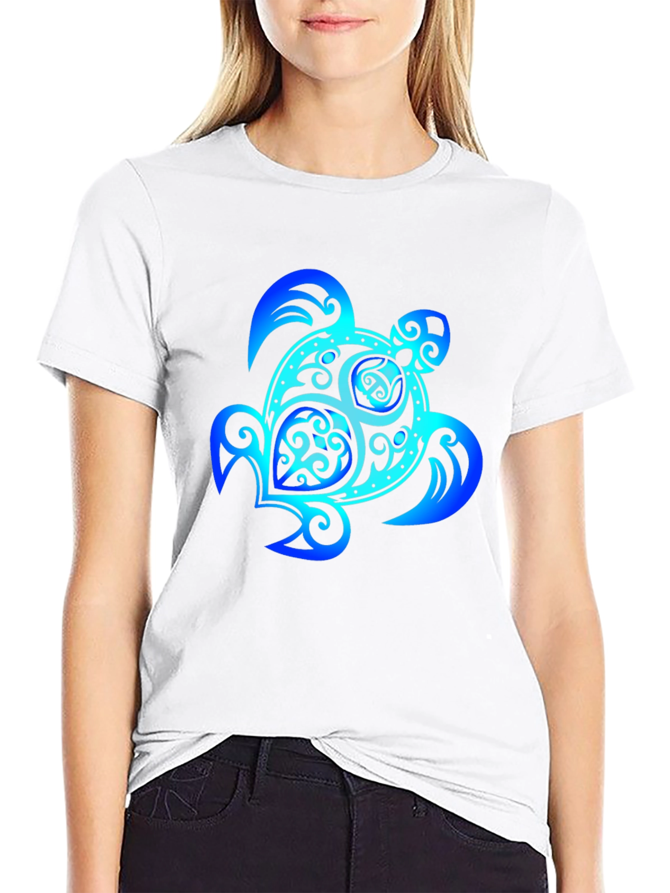 Blue Turtle Graphic Black Tee