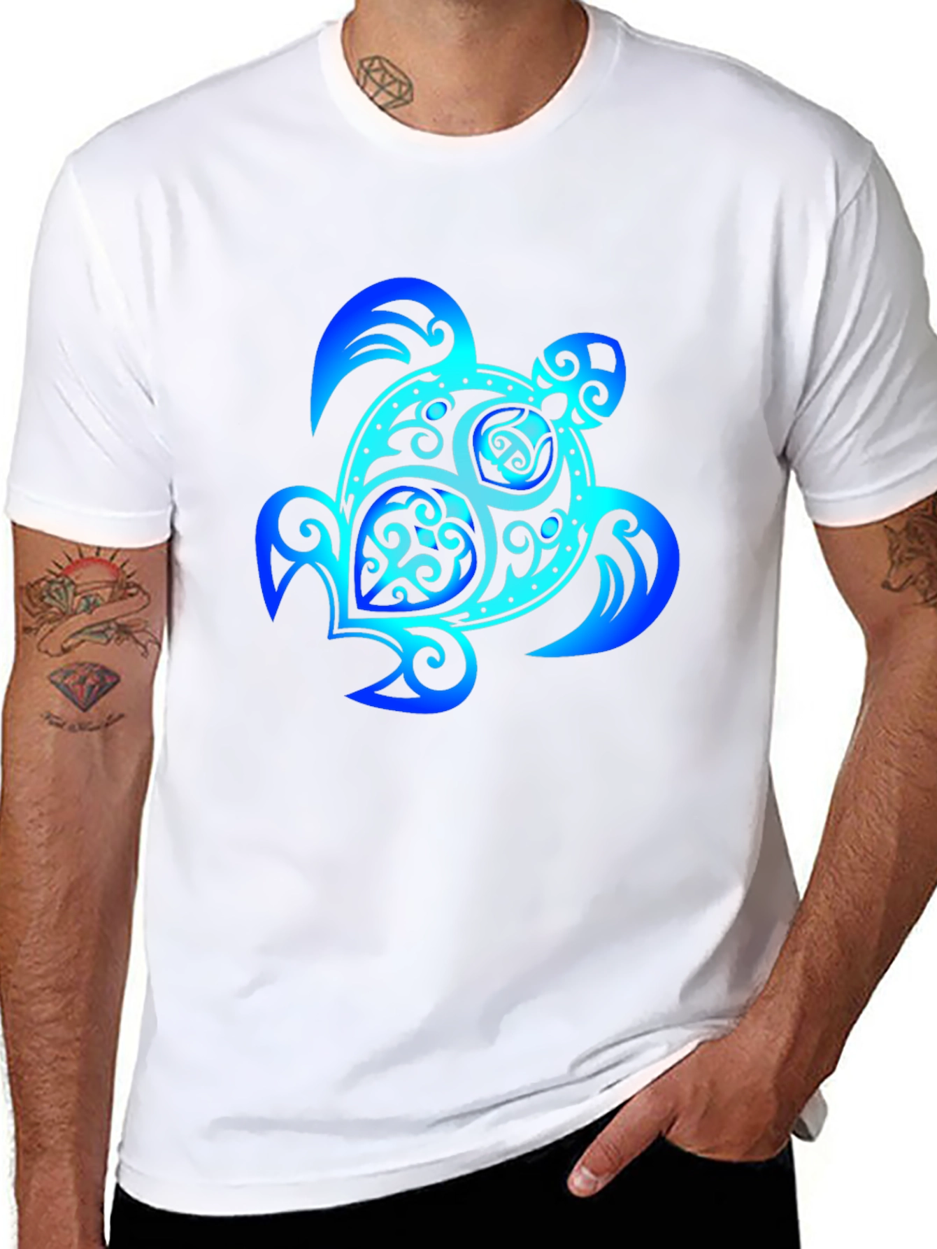 Blue Turtle Graphic Black Tee