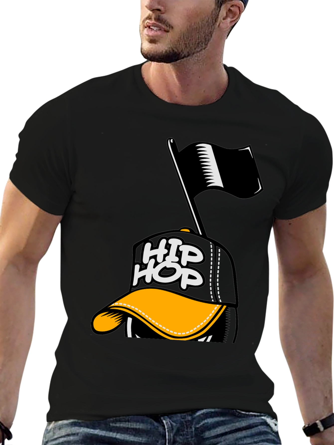 Hip Hop Cap Graphic T-Shirt
