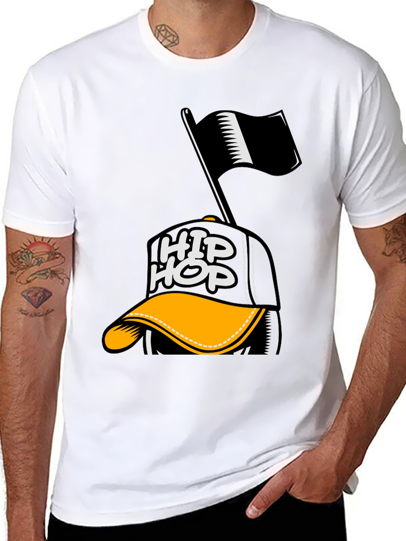 Hip Hop Cap Graphic T-Shirt