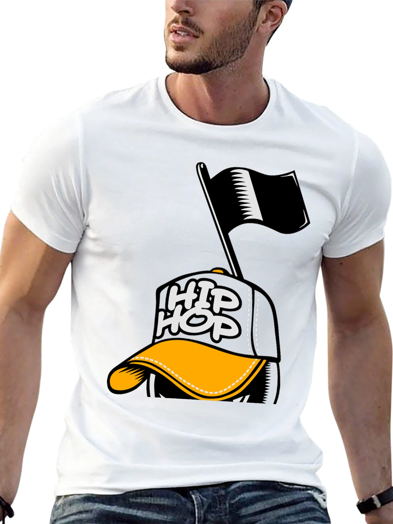 Hip Hop Cap Graphic T-Shirt