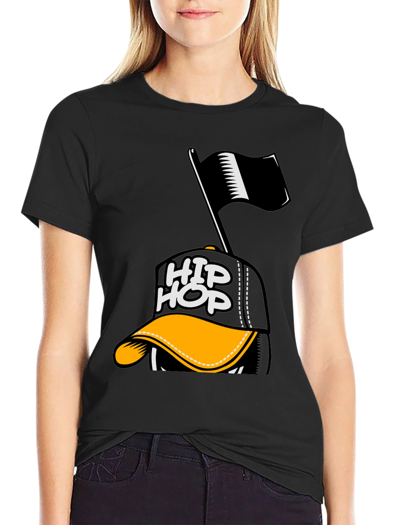 Hip Hop Cap Graphic T-Shirt