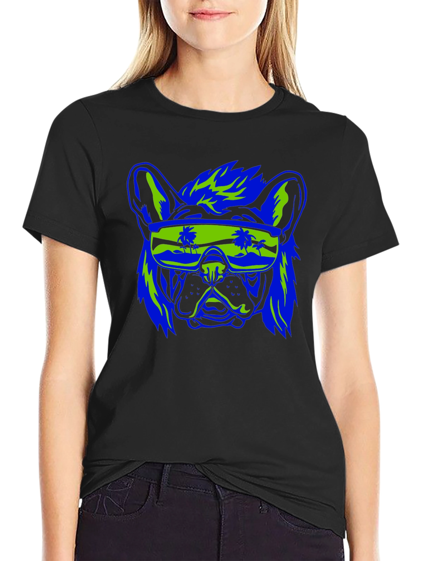 Cool Dog Graphic Tee - Retro Vibe Black Shirt