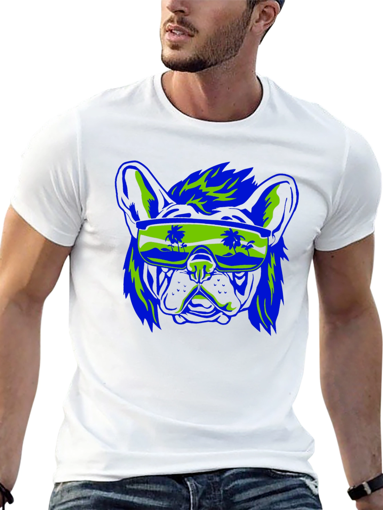 Cool Dog Graphic Tee - Retro Vibe Black Shirt