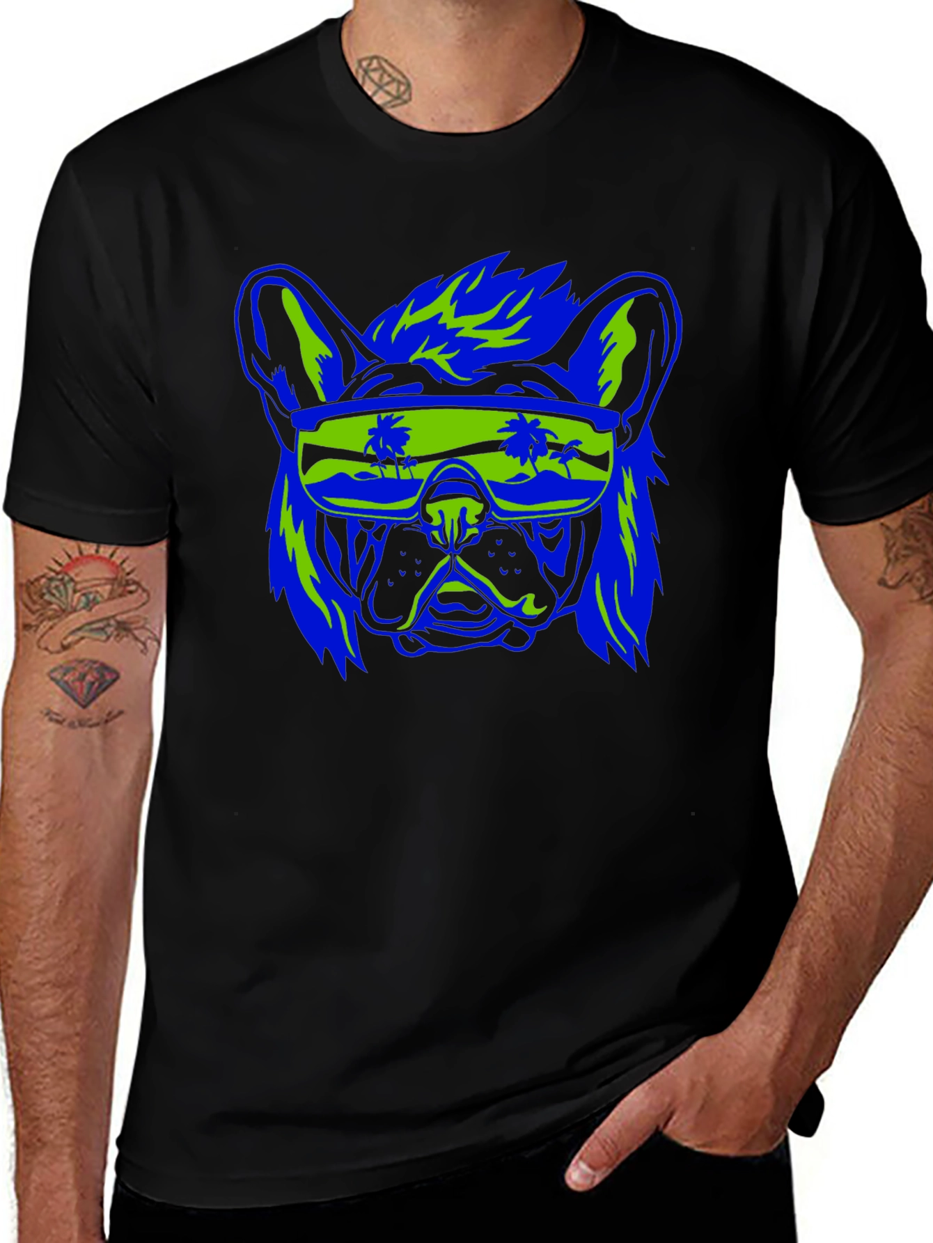 Cool Dog Graphic Tee - Retro Vibe Black Shirt