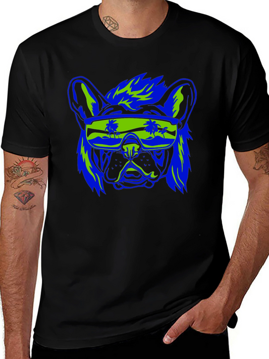 Cool Dog Graphic Tee - Retro Vibe Black Shirt