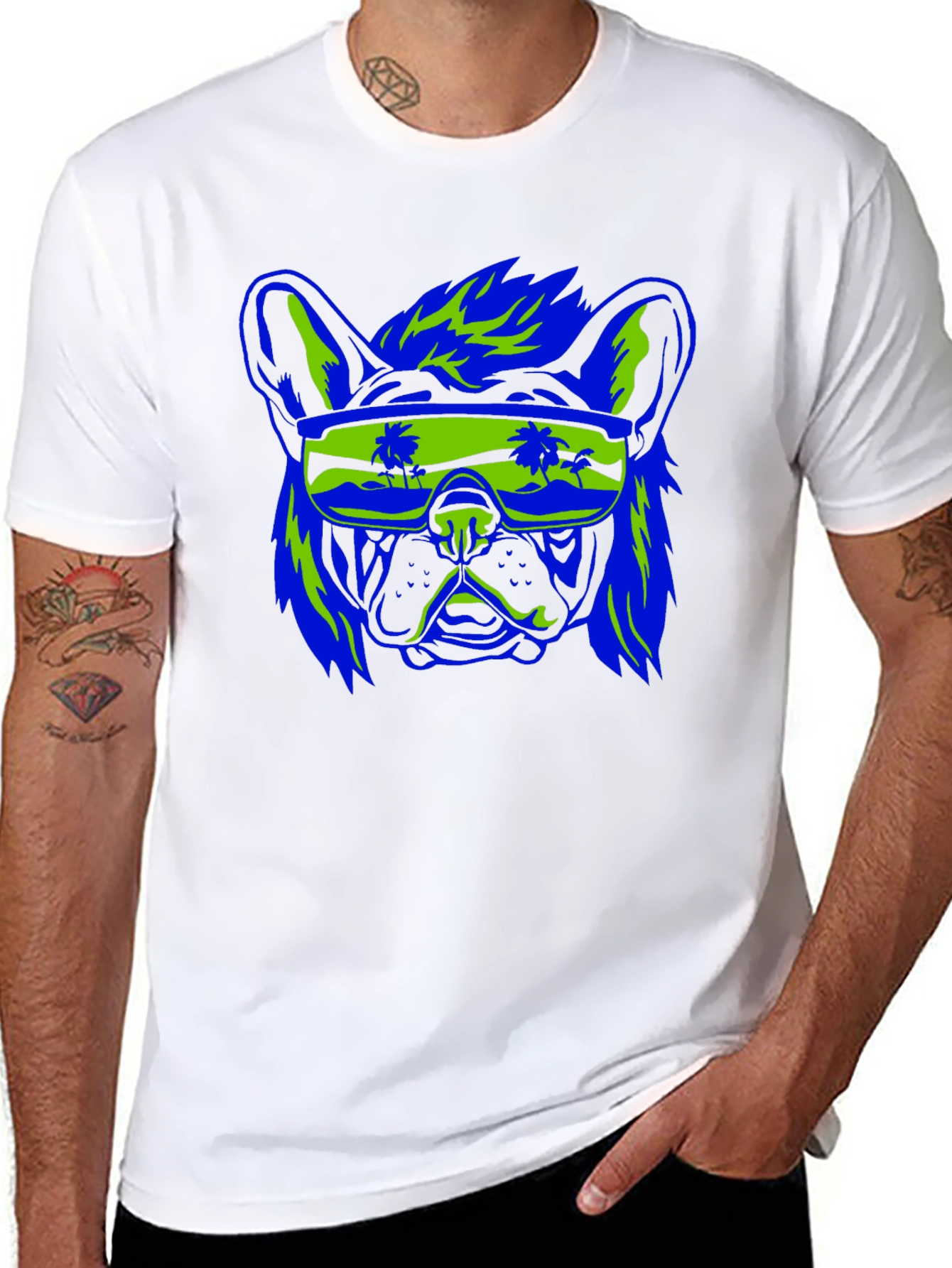 Cool Dog Graphic Tee - Retro Vibe Black Shirt