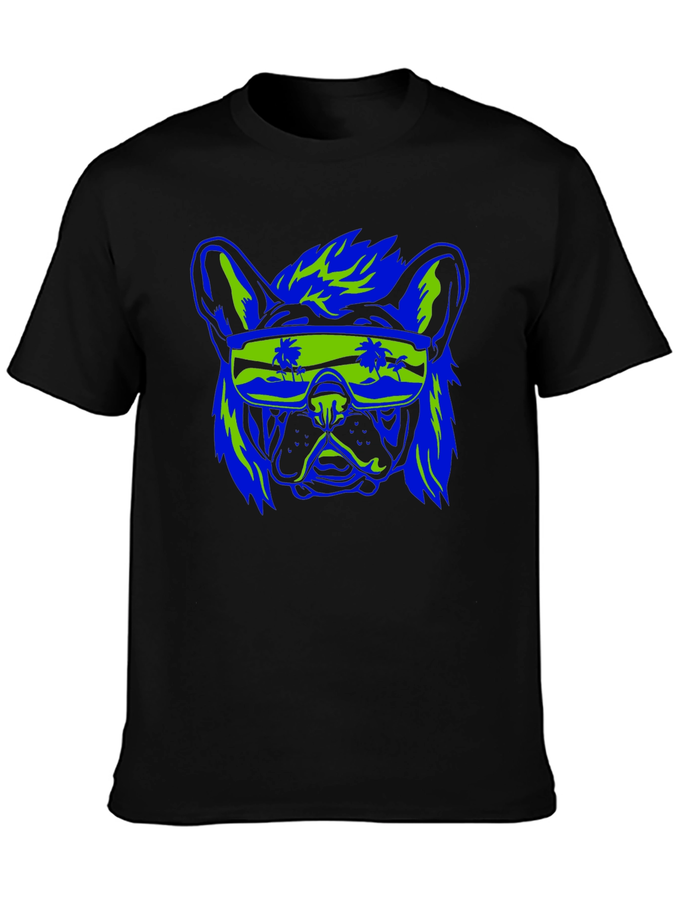 Cool Dog Graphic Tee - Retro Vibe Black Shirt